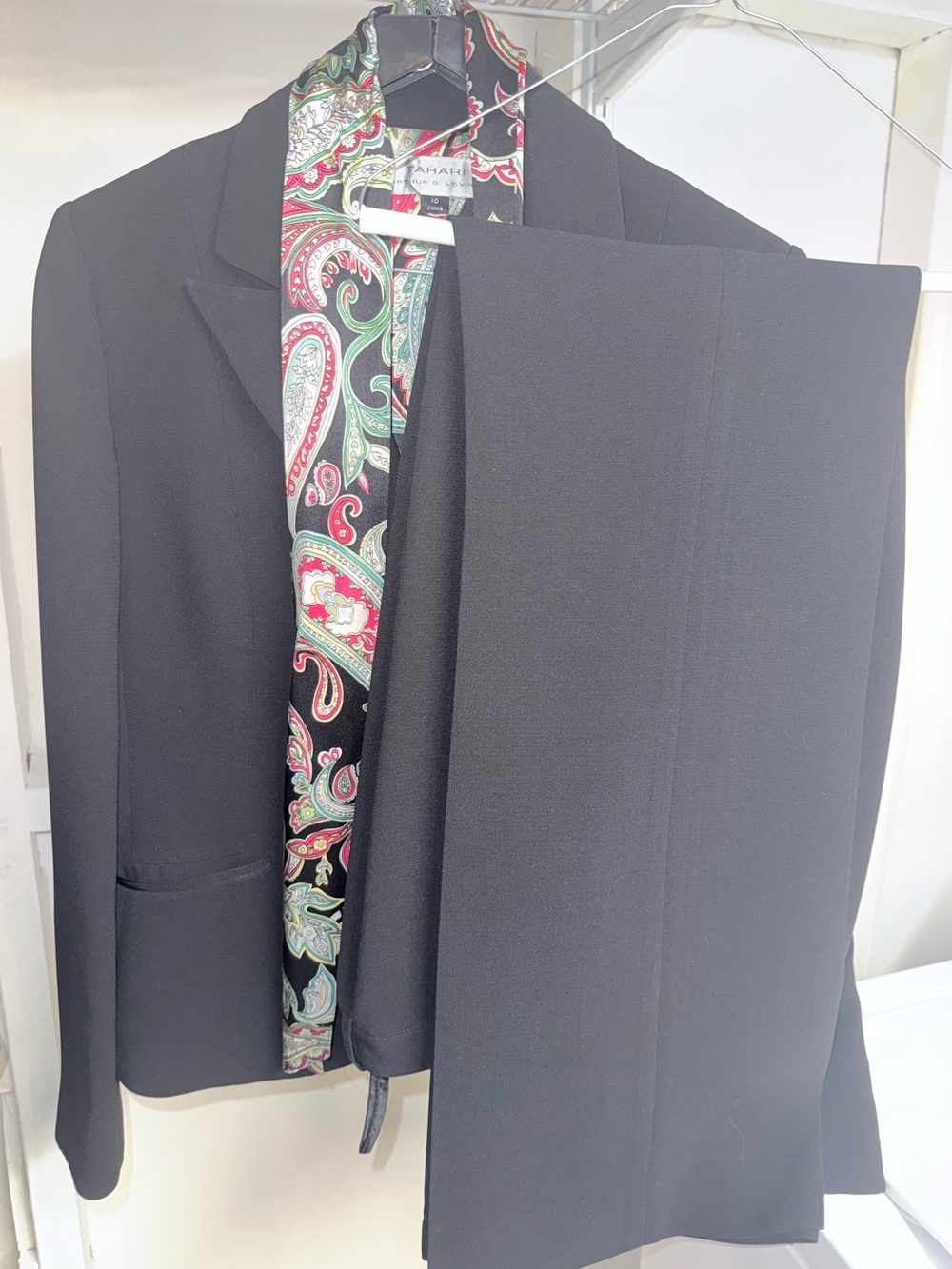 Tahari Black Blazer with Paisley Lining